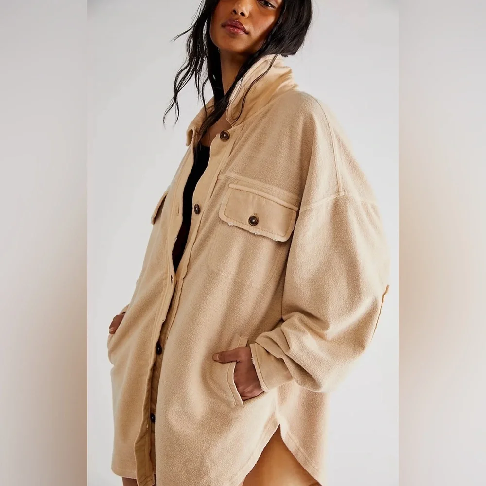 FREE PEOPLE Ruby Shacket in Creamy Champagne Dreams | Size Medium - Picture 7 of 7
